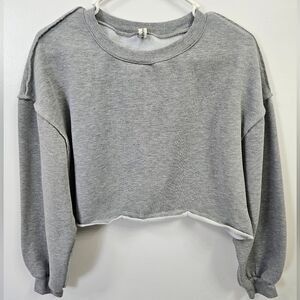 Womens Cropped Sweatshirt Large Gray
